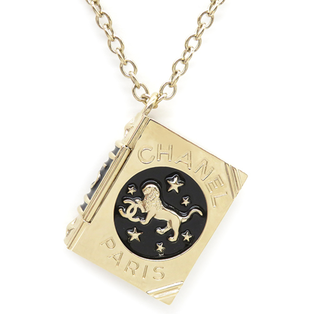 Chanel Book Motif Metal Gold-Plated - Black Necklace